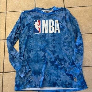 NBA Mens Blue Tie-Dye Long‎ Sleeve Shirt